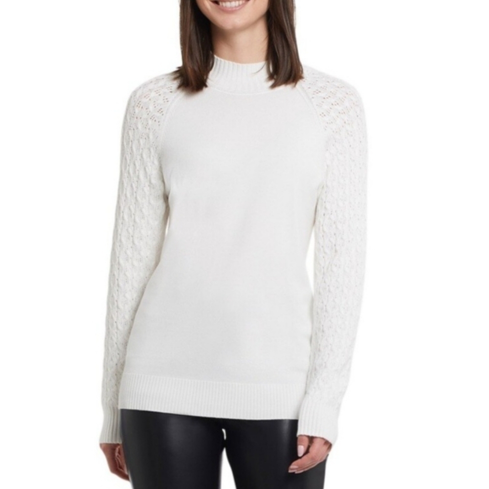 Tribal Petites Mock Neck Cream Sweater